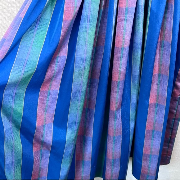 Vintage 80’s Jonathan Martin Pleated Button Striped Belted Dress Size 11/12 - Picture 12 of 15